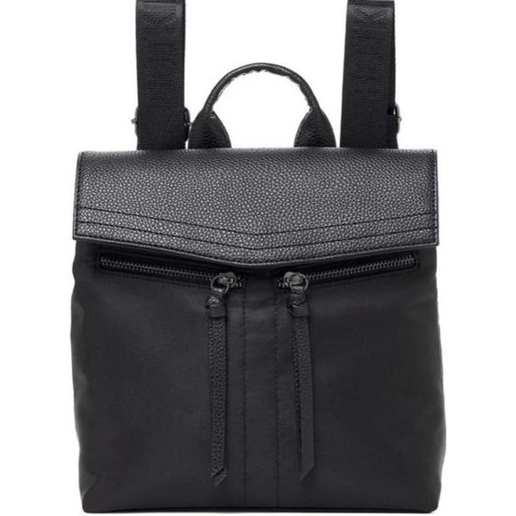 NWT Botkier New York Black Faux Leather Trigger Nylon Bag Mini Backpack - Picture 2 of 13